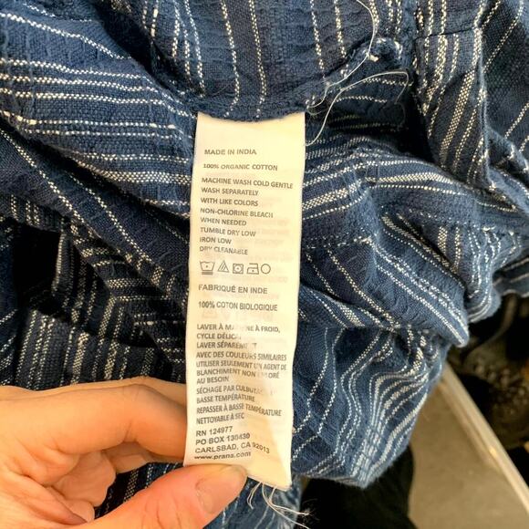 Prana Women's Front Button Dyri Shirt Long Sleeve Blue White Size Small - Picture 7 of 8